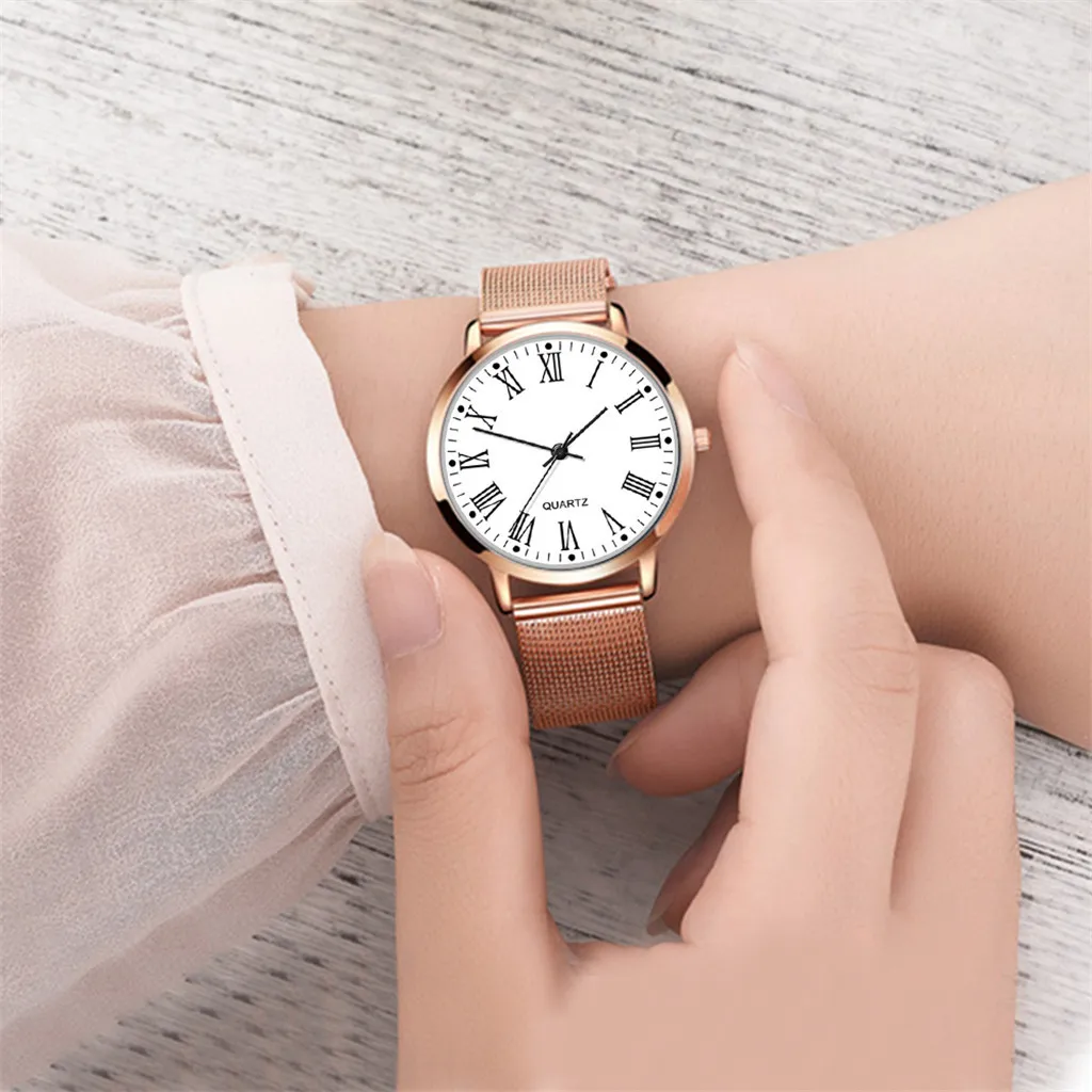 

Luxury Casual Ladies Watch Women Rose Gold Stainless Steel Quartz Wristwatch Fashion Girl Clock reloj mujer Gift /d