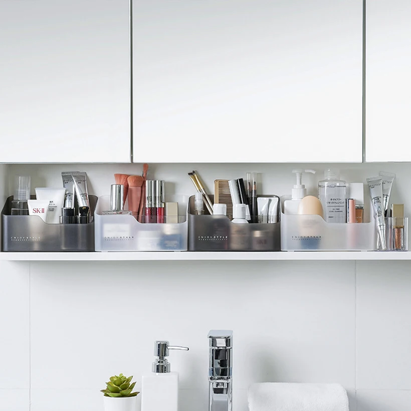

Mirror Cabinet Makeup Organizer Desktop Cosmetics Storage Box Lipstick Eyebrow Pencil Finishing Container Office Plastic Case