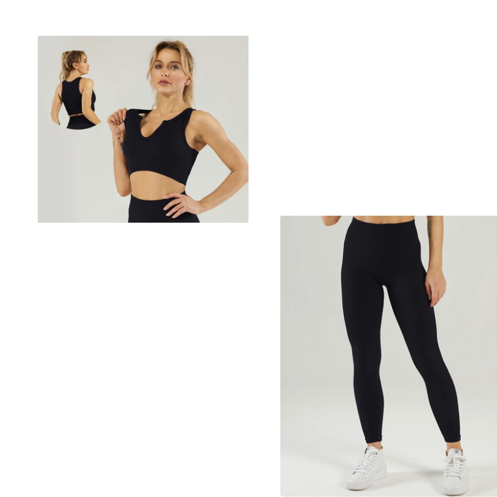 

2021 New 2 Piece Set Women Bra Pants Yoga Set Seamless Striped Yoga Fitness Suit Seamless Workout Summer Hot Style Suit