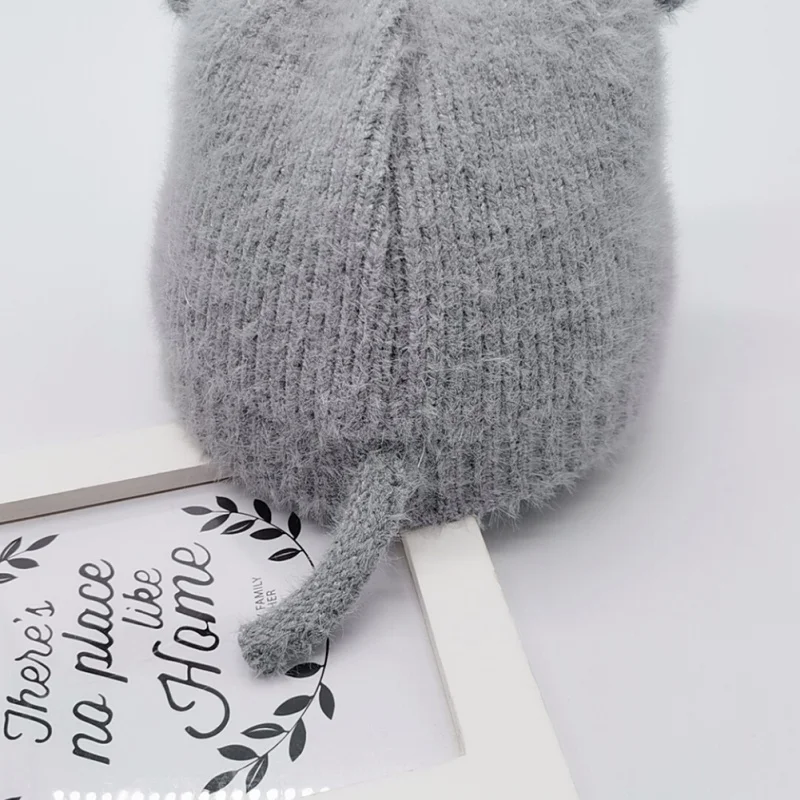 

Newborn Caps Boys Girls Cartoon Happy Cat Winter Warm Knitted Caps Toddler Soft Wool Beanies 612