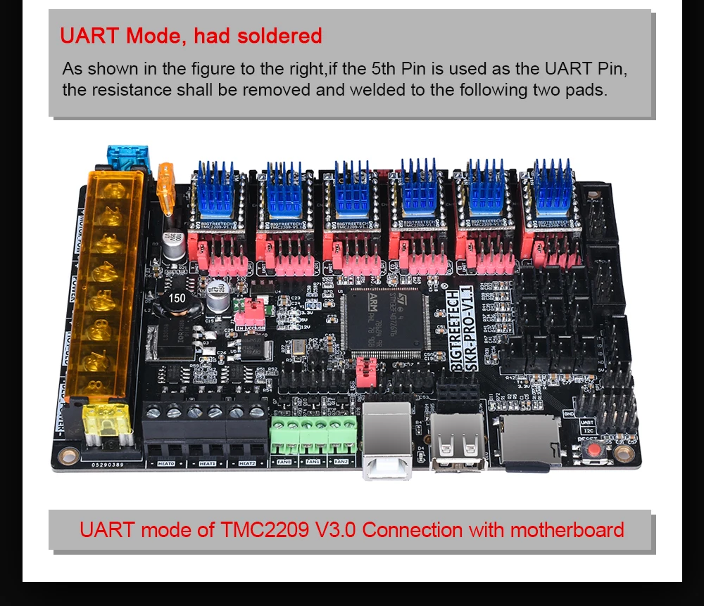 BIGTREETECH TMC2209 V1.2 Драйвер шагового двигателя UART VS TMC2208 TMC2130 A4988 части 3d принтера для Ender 3 SKR V1.3 mini E3 плата
