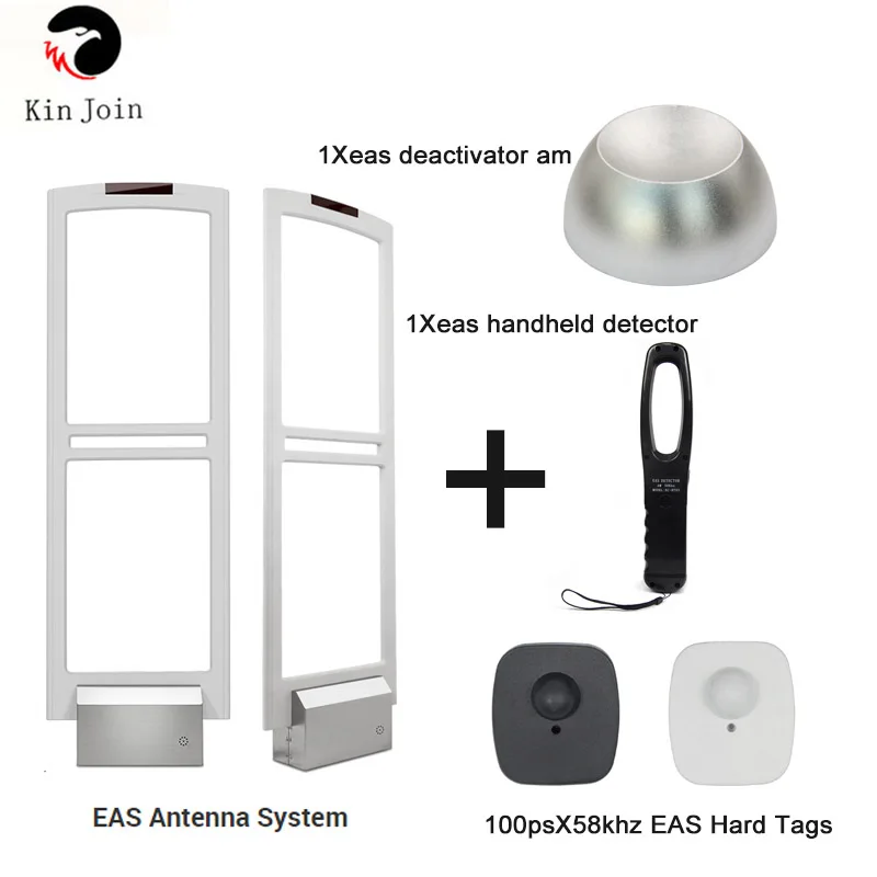 

KINJOIN EAS Shopping mall anti theft gate eas alarm system with hard Labels tags & Deactivator & Handheld Tester