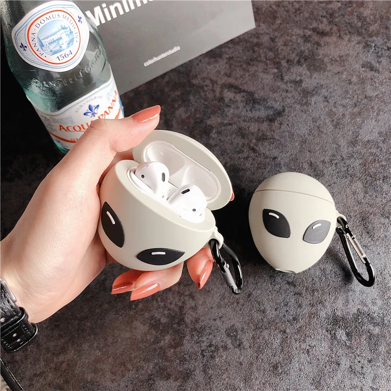 Мягкий силиконовый чехол для наушников Apple Airpods 1/2 с 3d-рисунком и пришельцами