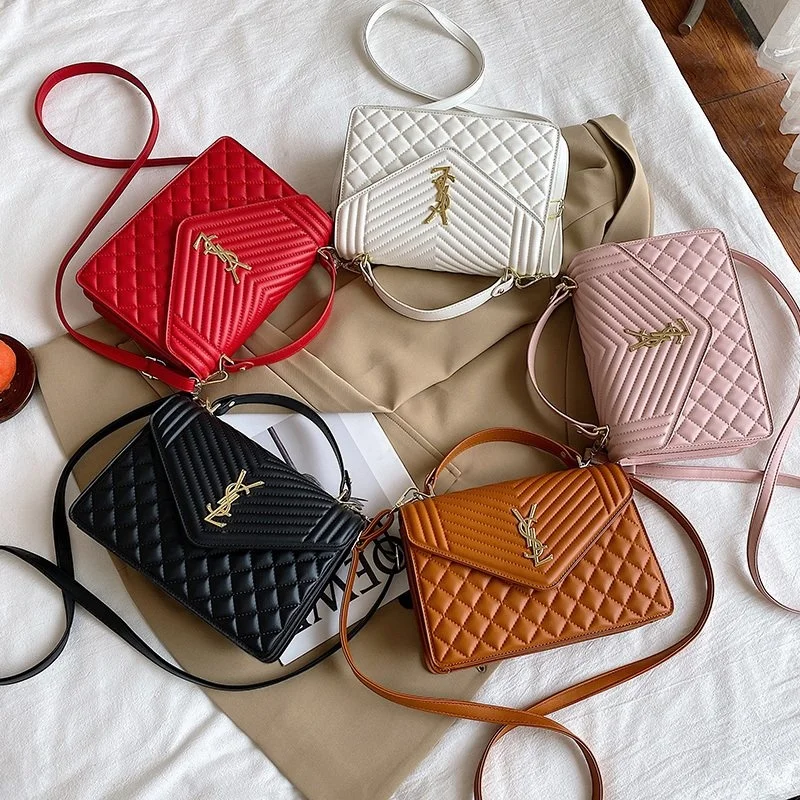 

Casual 2021 Fashion New Women's Luxury Chain Women's Bag Striped Rhombus Single Shoulder Bag Crossbody Flip Bag