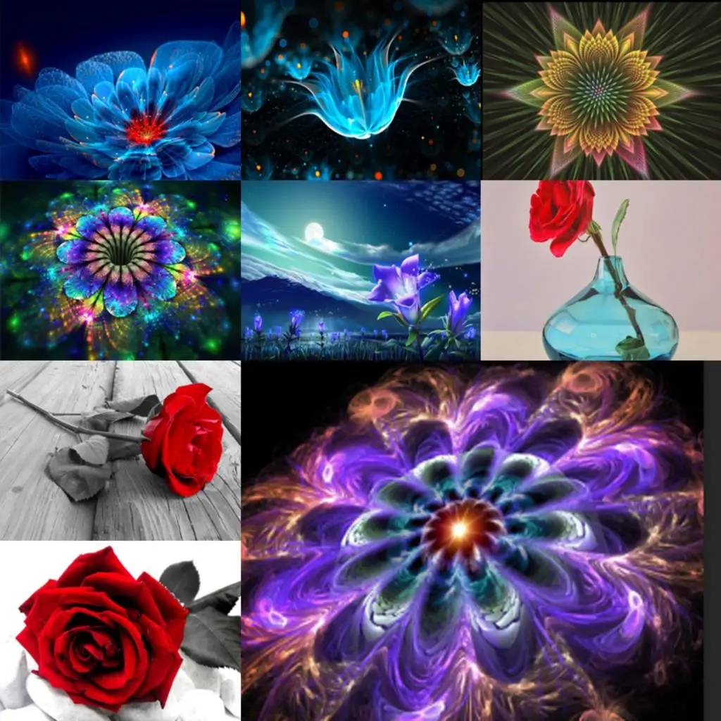 

5D Diamond Painting DIY Flower Pattern Full Diamond Handmade Round Diamond Embroidery Mosaic Home Living Room Decoration Gift