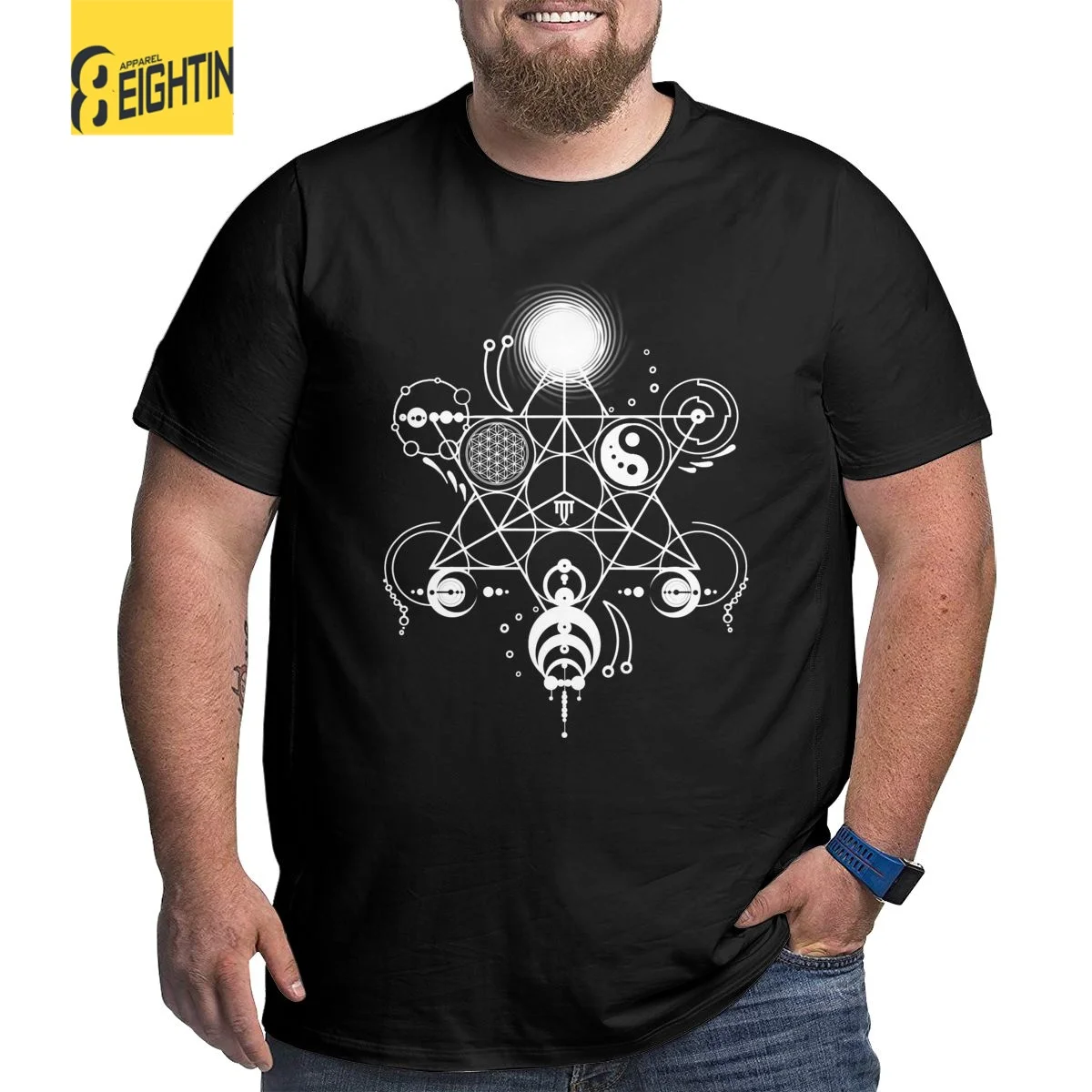 

Sacred Crops T-Shirt Men Geometry Magic Mandala Fun 100% Cotton Big Tall Tee Shirt Crewneck Short Sleeve T Shirts Plus Size