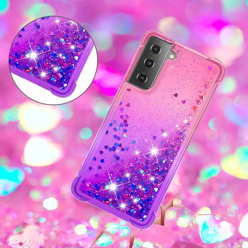 

For Samsung S21 Case Fashion Gradient quicksand Glitter Soft Silicone shockproof Back Cover For Samsung S21 S 21 Phone Case 6.3"