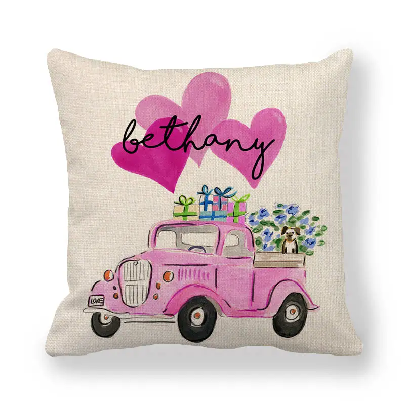 Наволочка для диванной подушки 45 см * в розовом стиле с днем Св. Валентина из льна