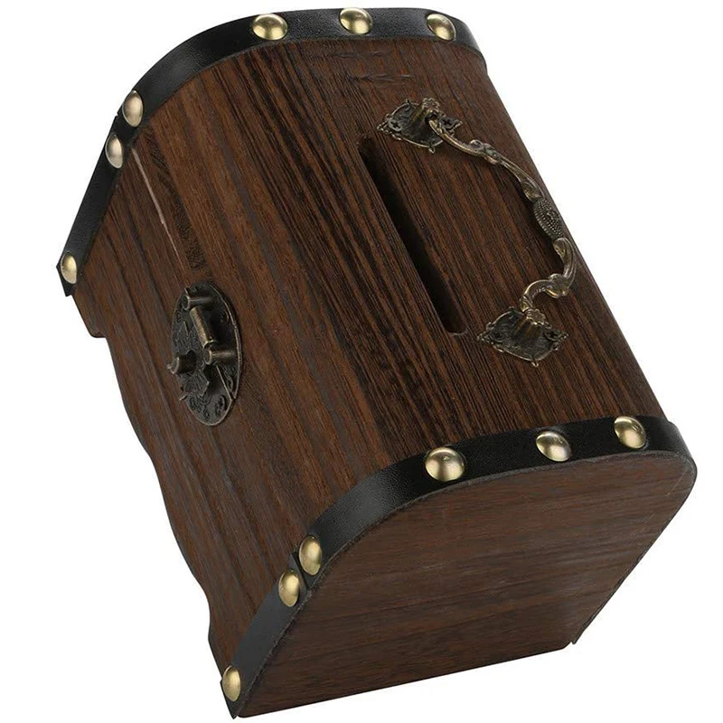 Ретро большая емкость деревянная копилка с замком безопасная коробка для денег