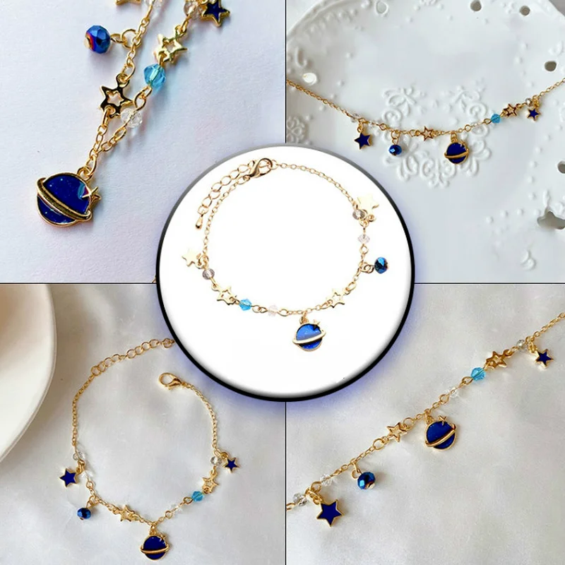 Браслет с изображением звездного неба голубого и розового цветов | Украшения