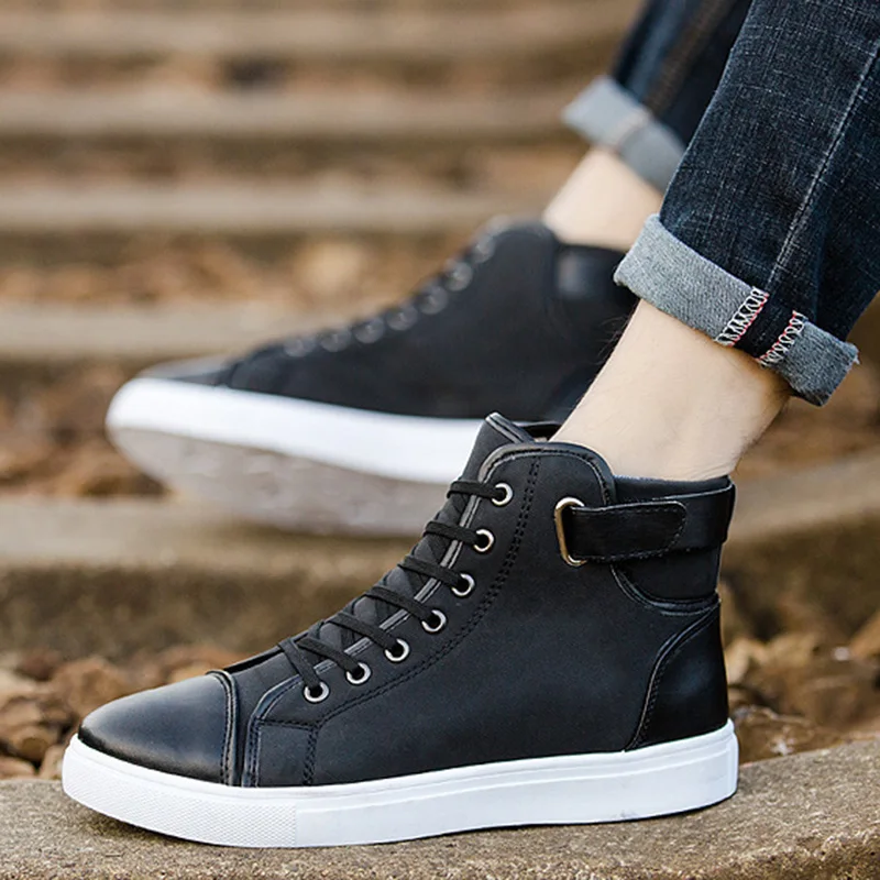 Hot Selling Fashion Men Casual High Top Sneakers Shoes Oxfords Leather Lace-up Autumn Winter -B5 | Обувь