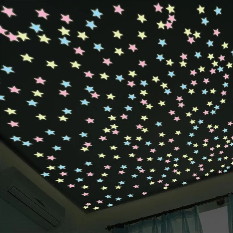 Светящиеся наклейки из ПВХ в виде звезд 50 шт. светящиеся темноте ФЛУОРЕСЦЕНТНОЕ