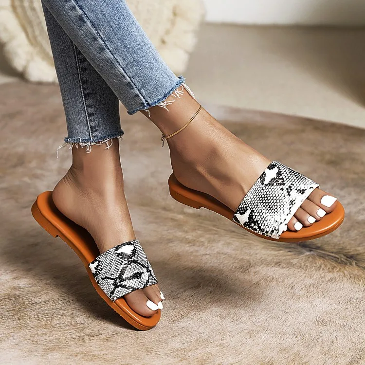 

Women Summer Shoes Flat Heel Slippers Women Snake Pattern Women Sandals Fashion Cool Shoes Women Footwear