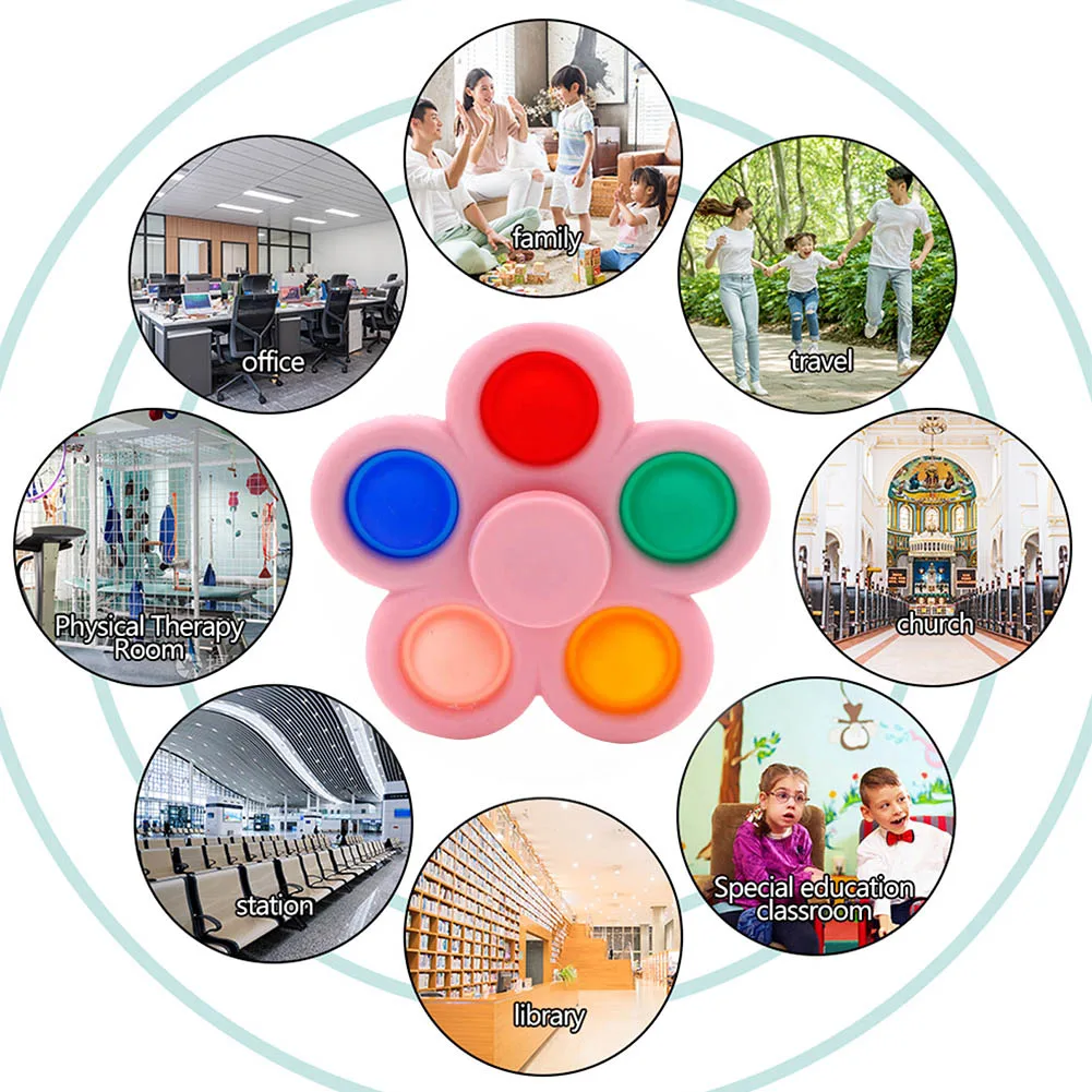 Spinner antipolvo de hoyuelos Simple, peque&ntilde;o llavero para aliviar el estr&eacute;s, colgante, burbujas de empuje, juguetes giratorios de mano para ni&ntilde;os y adultos, regalos-3