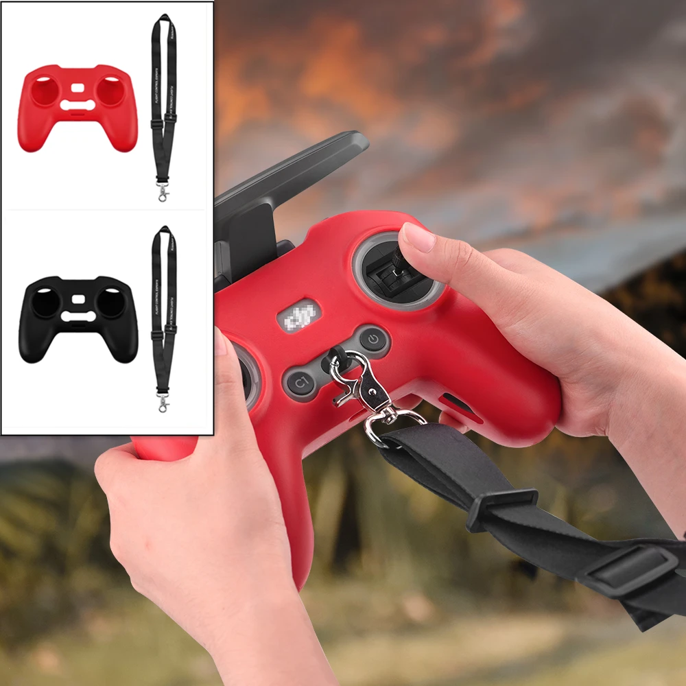 

Silicone Cover Case for DJI FPV Combo Remote Controller Adjustable Lanyard Neck Strap Protector Skin Sleeve Drone RC Accessorry