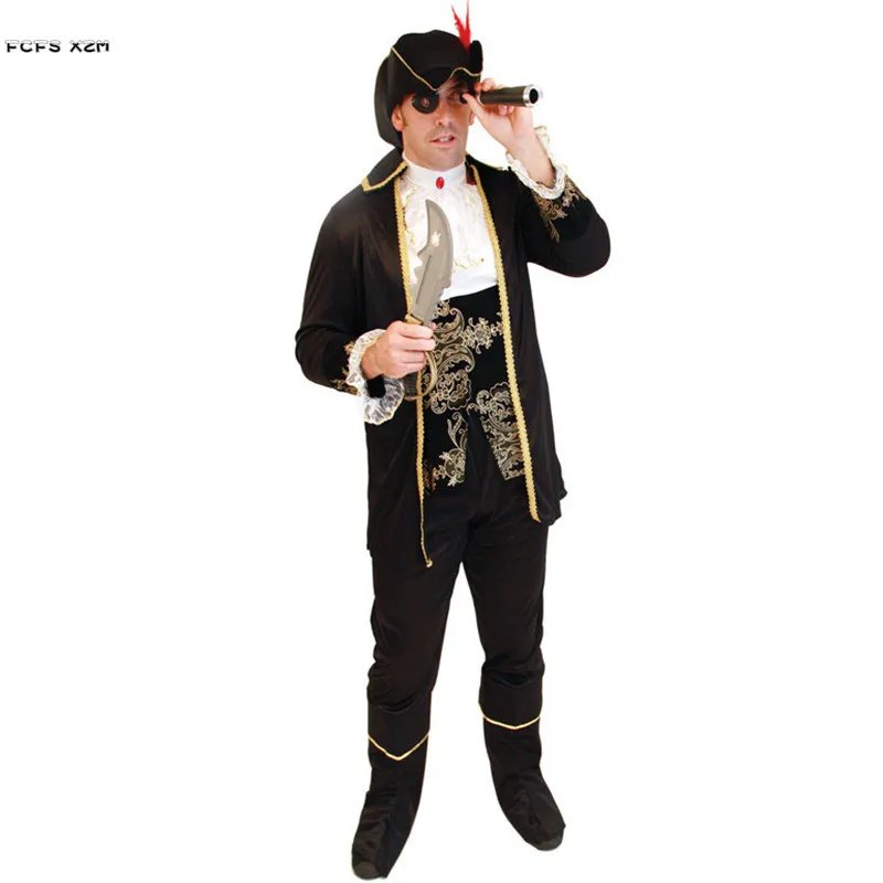 

Men Pirates Of The Caribbean Cosplay Halloween Jack Sparrow Costumes Carnival Purim Parade Masquerade Bar Role Play Party Dress