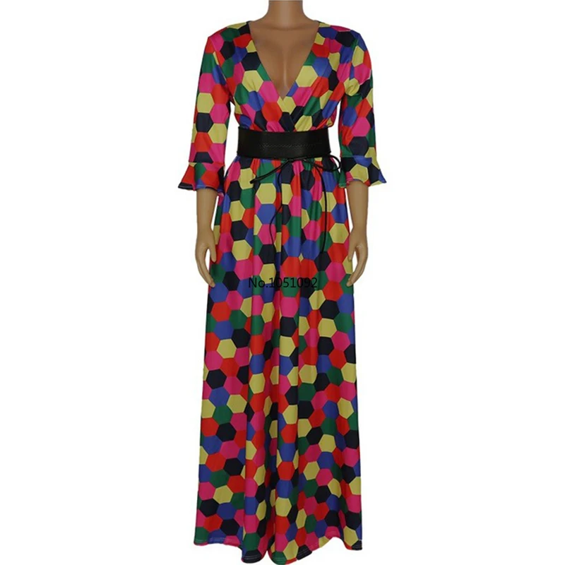 Элегантные африканские платья в горошек для женщин 2020 Дашики Лето Осень Макси