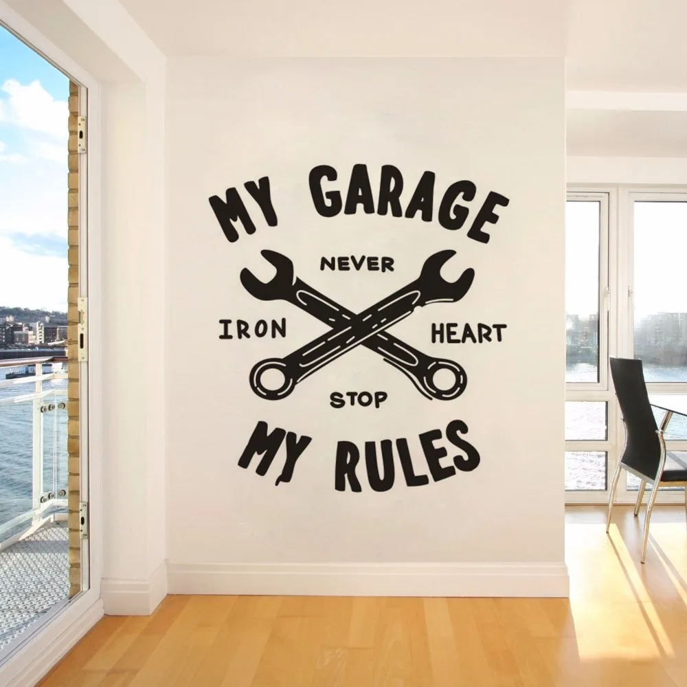 

My Garage My Rules Quote Wall Sticker Vinyl Decal Home Garage Decor Auto Car Repair Sign Garage Mural