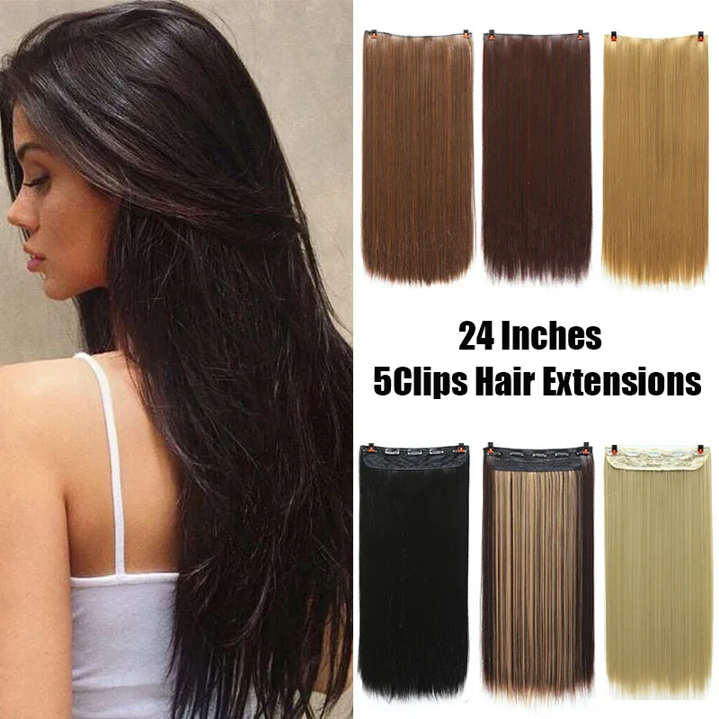 LUPU 24 дюйма Длинные прямые 5 заколок для наращивания волос Омбре черные коричневые