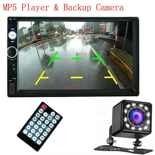 with12led camera 7010B Авторадио 4th " двойной 2 Din Автомобильный Радио Sterio MP5 плеер Android/IOS MirrorLink TF USB FM сабвуфер - Color: with12led camera