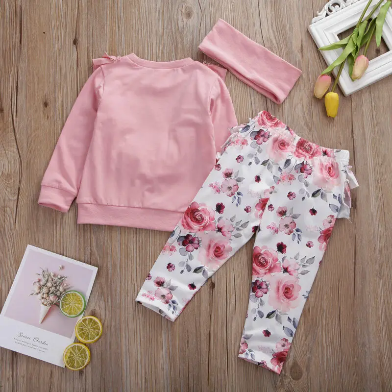 Комплект осенней одежды с цветочным принтом для новорожденных девочек от 0 до 24