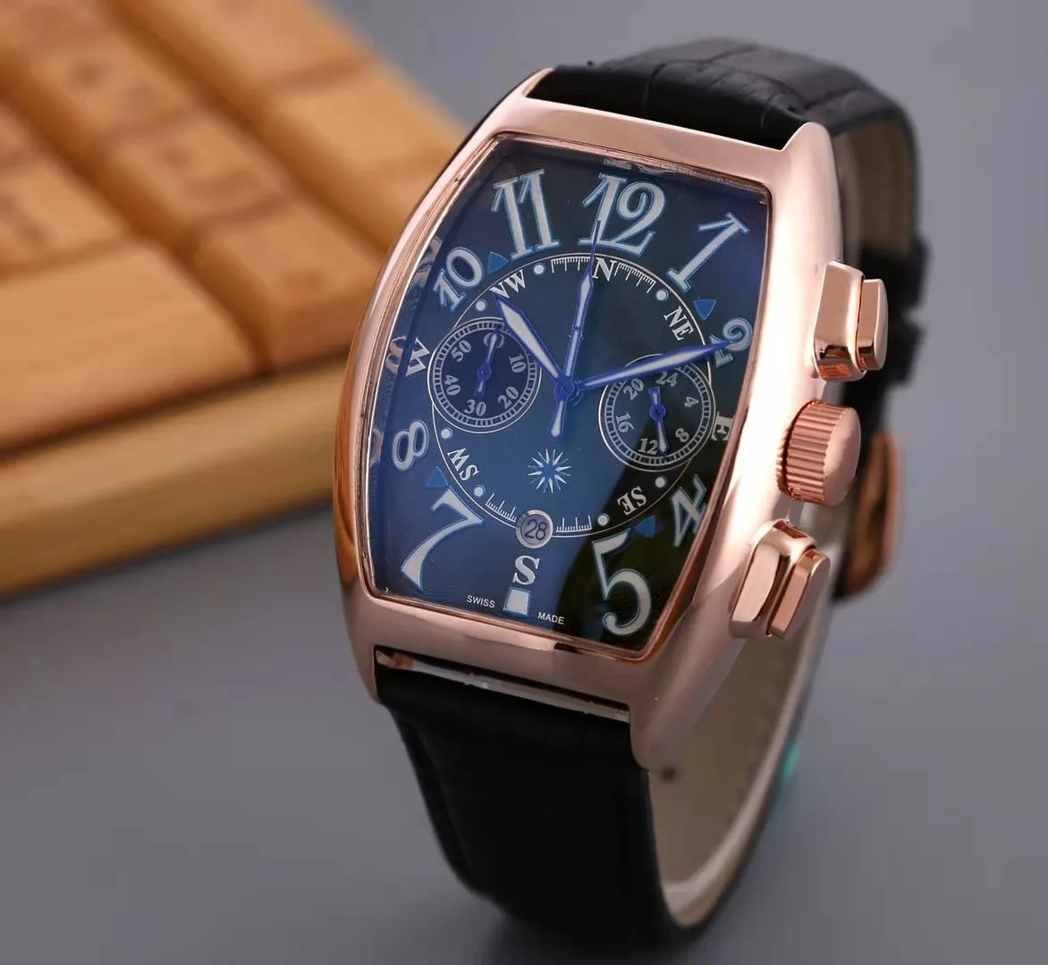 

New Top Brand Men's Watch Stainless Steel Watch Fashion Complete Calendar Belt Commercial F Muller Quartz Watch Men's Watch