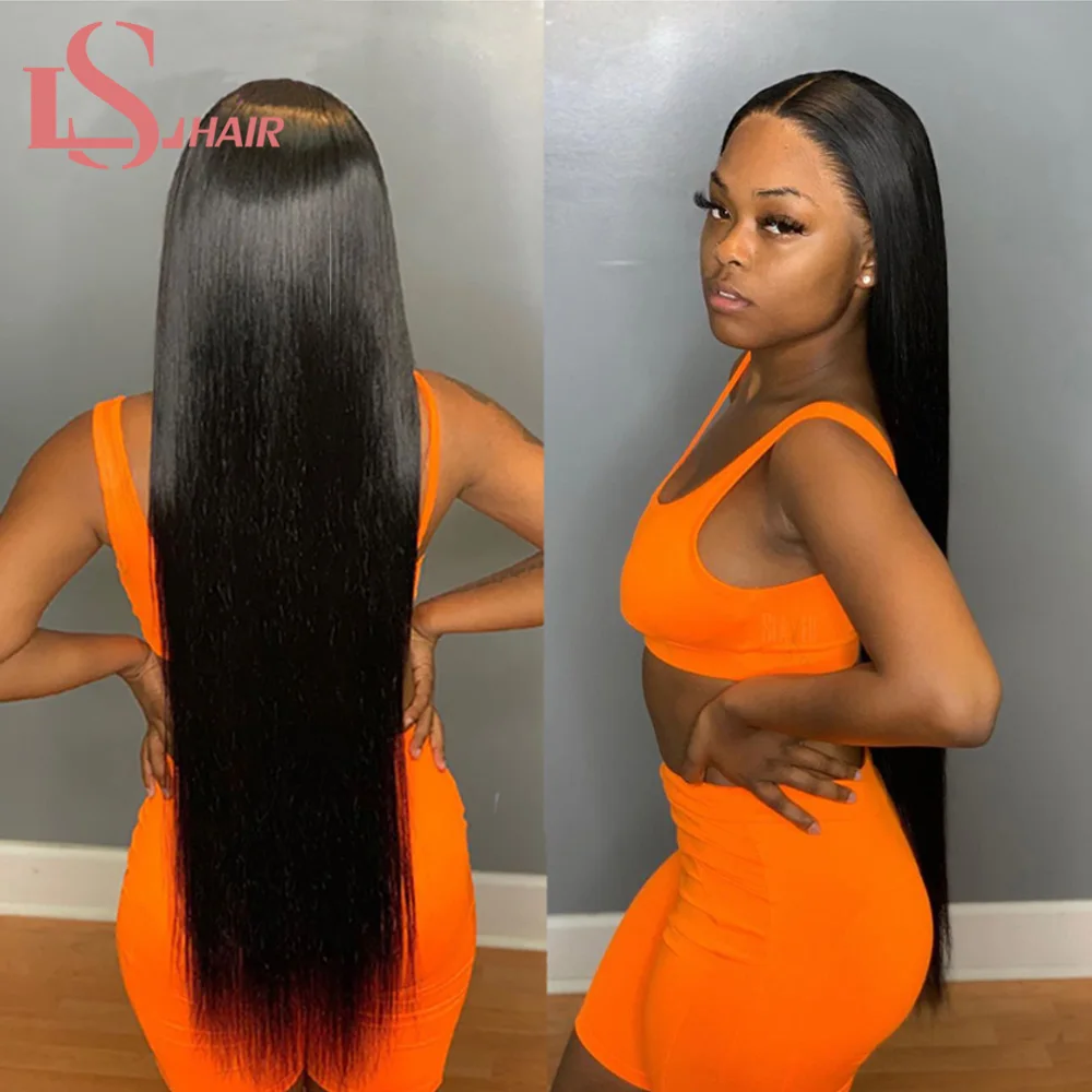 Прямые парики из человеческих волос на фронте с кружевом предварительно