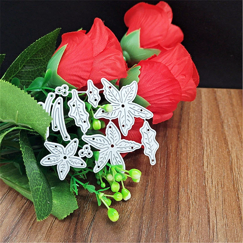 Металлические Вырубные штампы форма для вырезания рождественские цветы листья