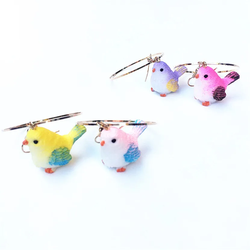 

Unusual Bird Earrings Woman Circle Hanging Earring Aesthetic Jewelry Winter New Arrival Korean Gift Boyfriend Cute Pendants