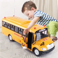 large size simulation inertial school bus toys car model with sound lighting pull back diecast vehicles educational toy for kids