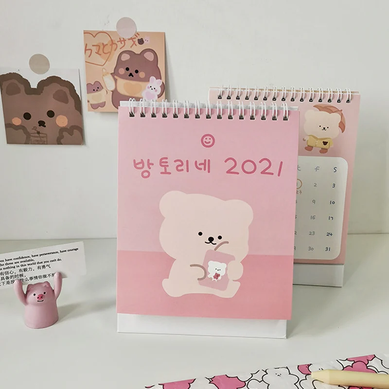 Настольный календарь с мультяшным милым медведем 2021 корейский в стиле Ins