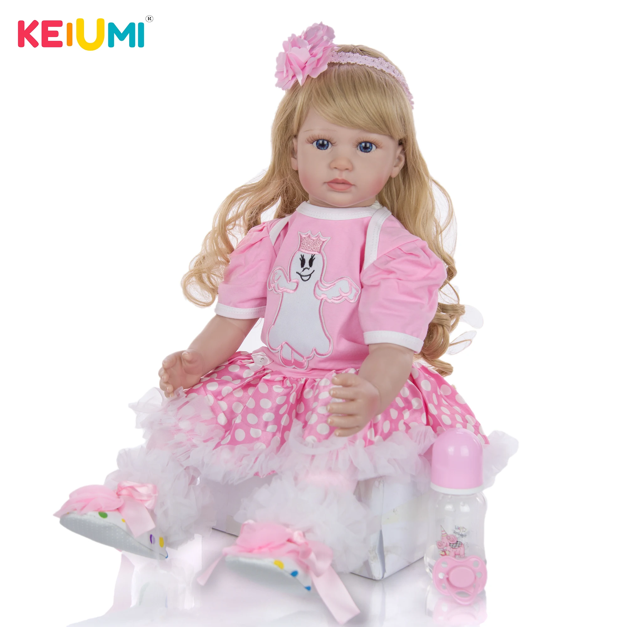 Реалистичная розовая Милая 24 дюймовая Кукла Реборн мягкая силиконовая кукла