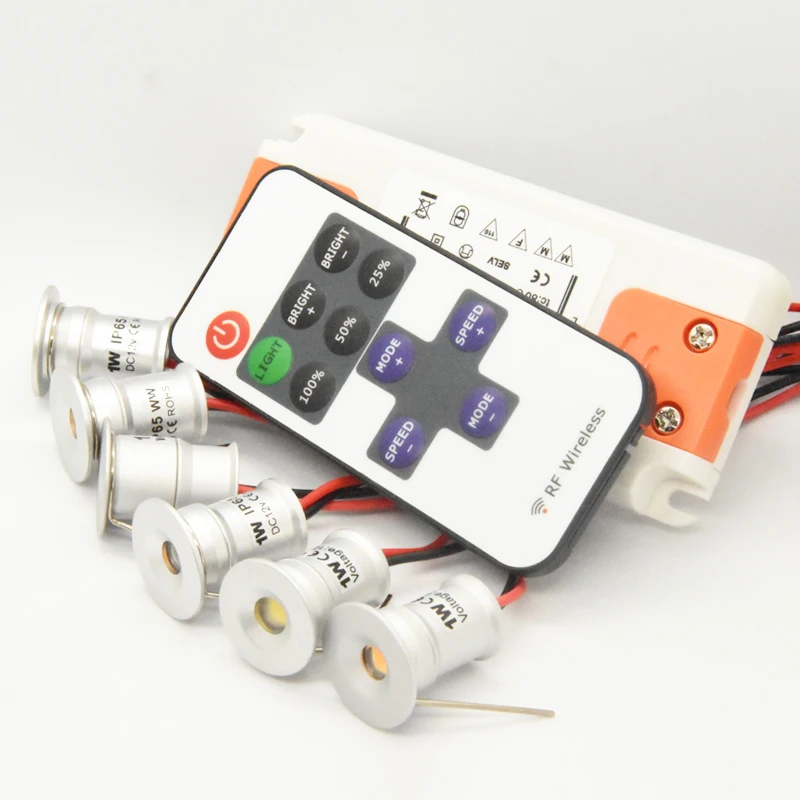 

Светодиодный точечный светильник, миниатюрный приглушаемый потолочный светильник для лестницы и шкафа с дистанционным управлением, 12 В, 1 В...