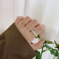 simple gold colour 3pcs nuckle ring for women white fashion luxury opening adjustable index finger ring trend new 2020 girl gift