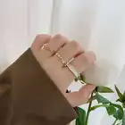 Кольцо женское регулируемое на указательный палец, простого золотистого цвета, 3 шт., белое роскошное модное Открытое кольцо, подарок для девушки, 2020