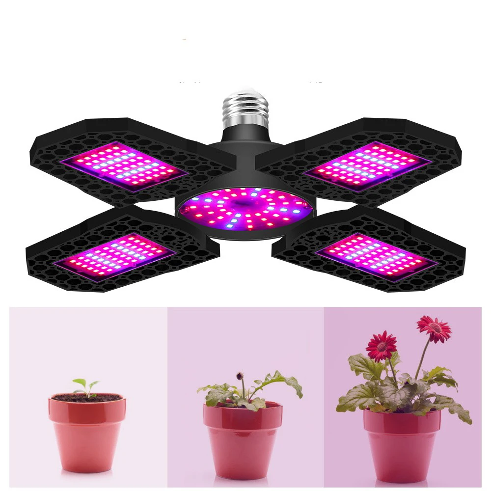 

LED Plant Growth Light E27 265V 100/150W IP65 CE Four-Leaf Foldable 90° Growth Light Red And Blue Indoor Plant Growth Light