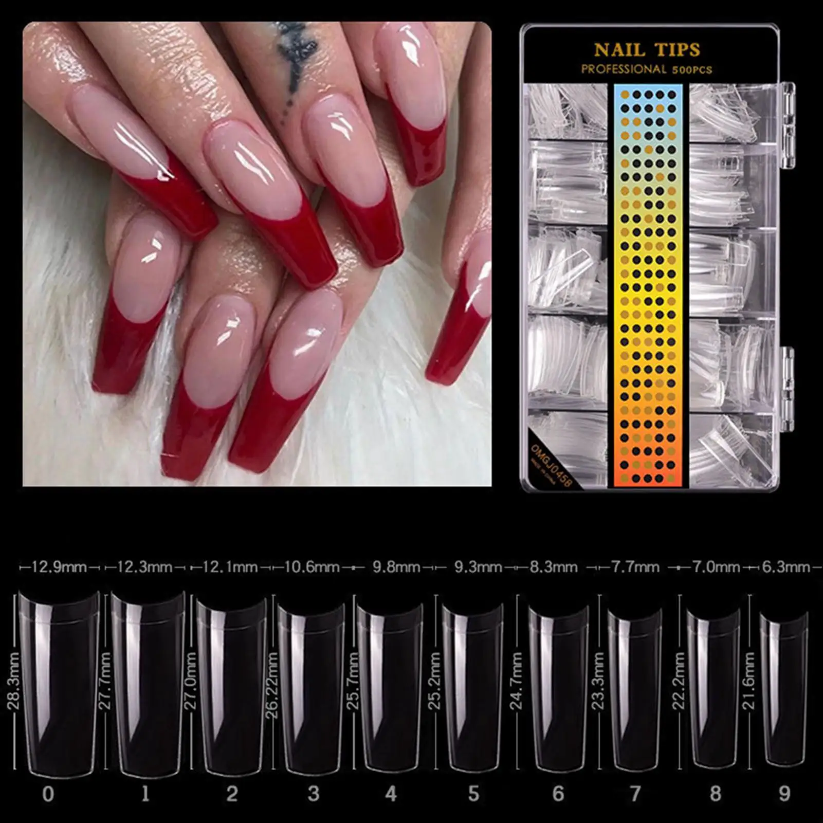 

500Pcs Ultra-thin C Curved Frosted Full Cover False Nail Extension Manicure Tool