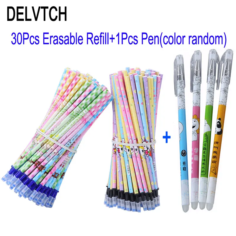 

DELVTCH 30pcs/set Erasable Pen Refill Rods 0.5mm Blue/ Black Ink Magic Writing Neutral Erasable Gel Pen Refill School Stationery