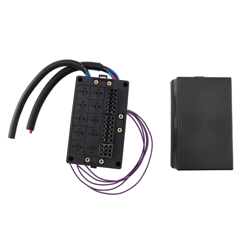 

2021 New with Wiring Harness 8-Way Blade Holder + 10-Way Relay Socket Box Dust-Proof for Car RV Marine