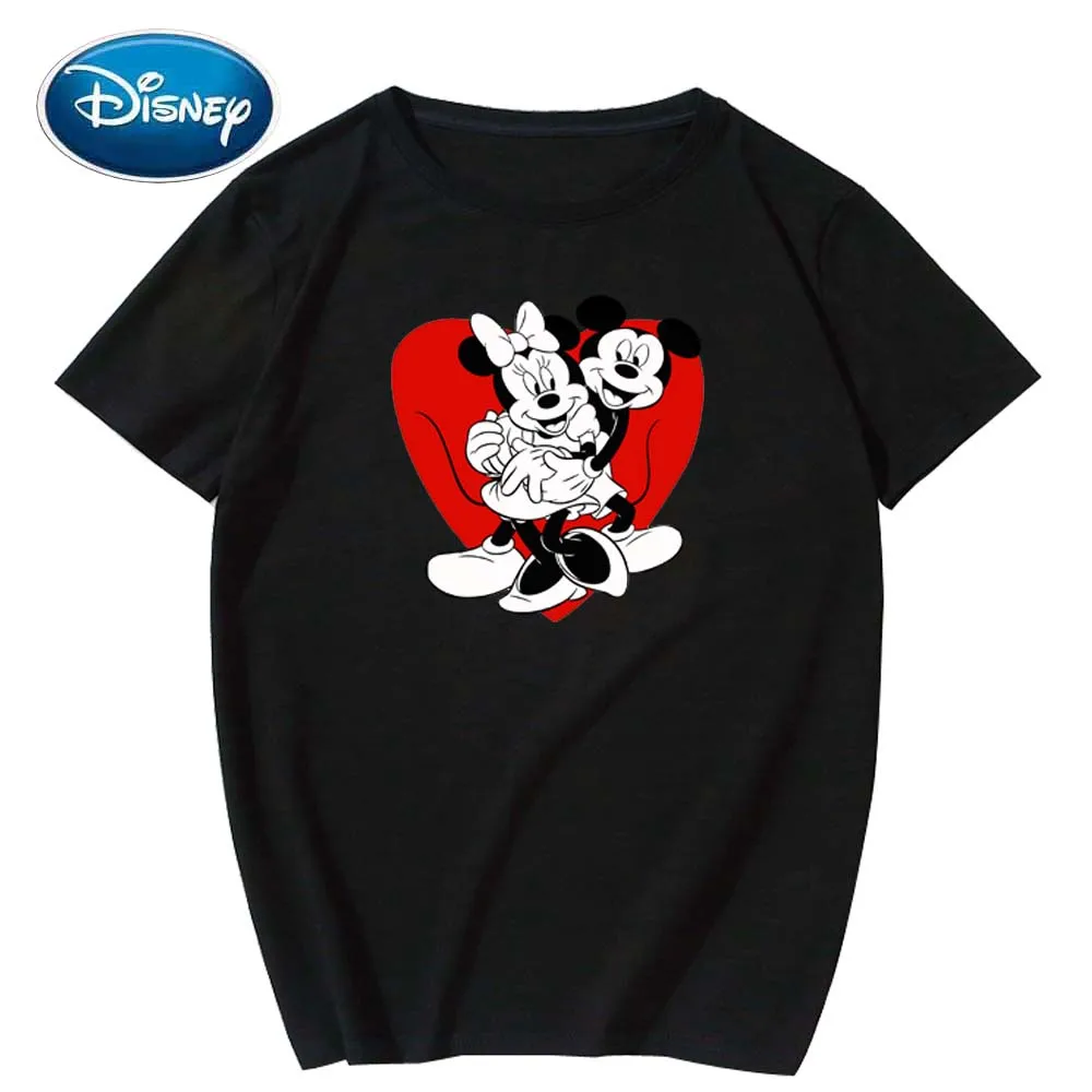 Женская футболка унисекс с принтом Минни и Микки Маус пуловер круглым вырезом