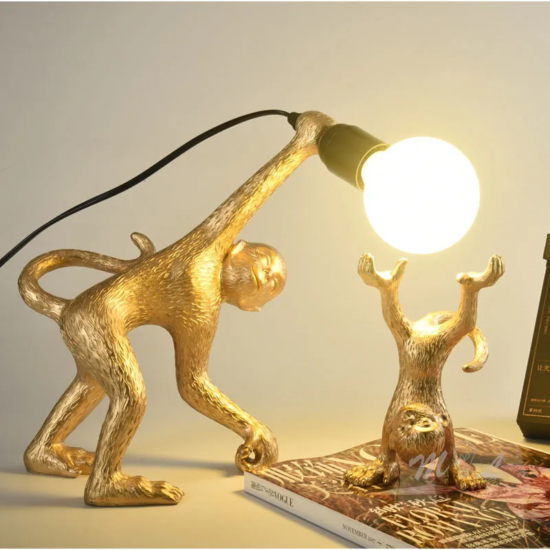 Скандинавская лампа в форме обезьяны смоляная настольная с обезьяной для