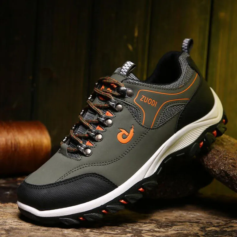 Spring and Autumn Man Sports Shoes Casual Wearable Hiking Sneakers Male Non-slip Running Quality Leather Large size 38-47 | Обувь