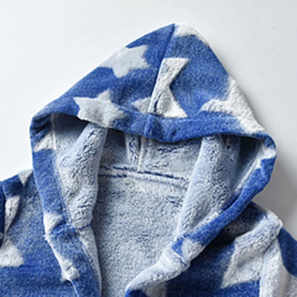 Toddler Kids Boys Girls Flannel Bathrobes Robes Towel Night-gown Sleepwear Star Hooded Children Kid Bath Robes Pajamas Sleepwear