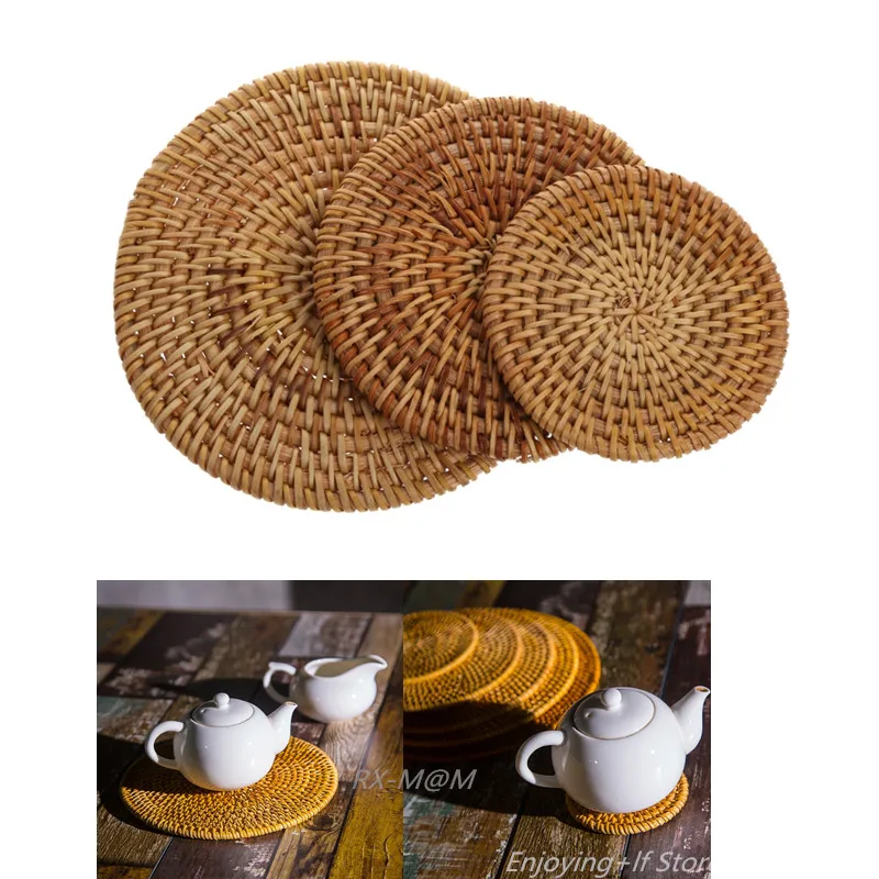 1 шт. круглые подставки из натурального ротанга подставка для чаши изоляционные