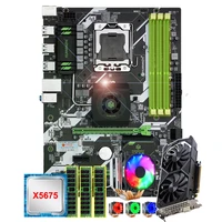 huananzhi x58 deluxe motherboard with cpu intel xeon x5675 6 heatpipes cooler memory 48g316g recc video card gtx1050ti 4gd5