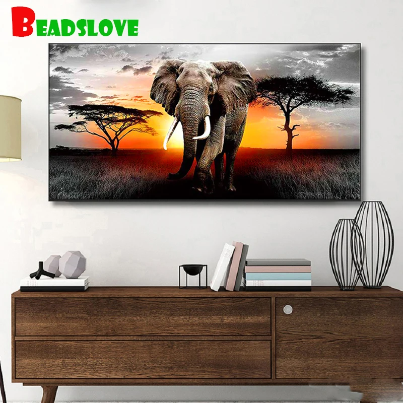 

Full Square Round Drill 5D DIY Diamond Painting Sunset elephant Diamond Embroidery Cross Stitch 5D Home Decor Gift
