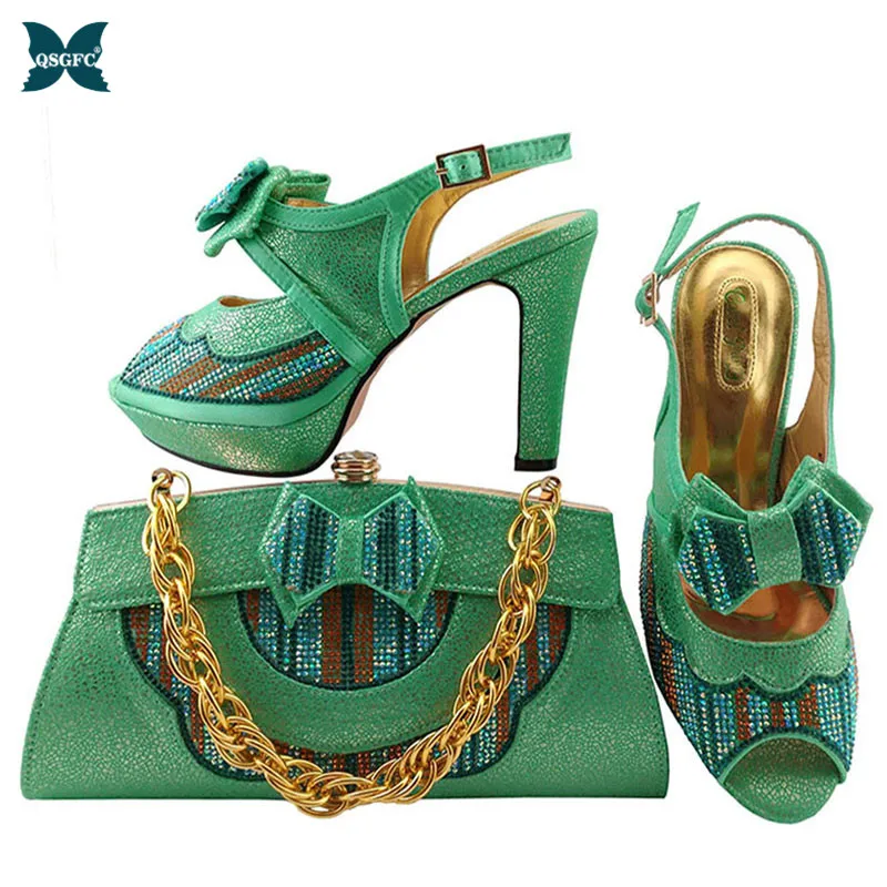 Итальянский дизайн Комплект из обуви и сумки Свадебный комплект туфель сумочки в