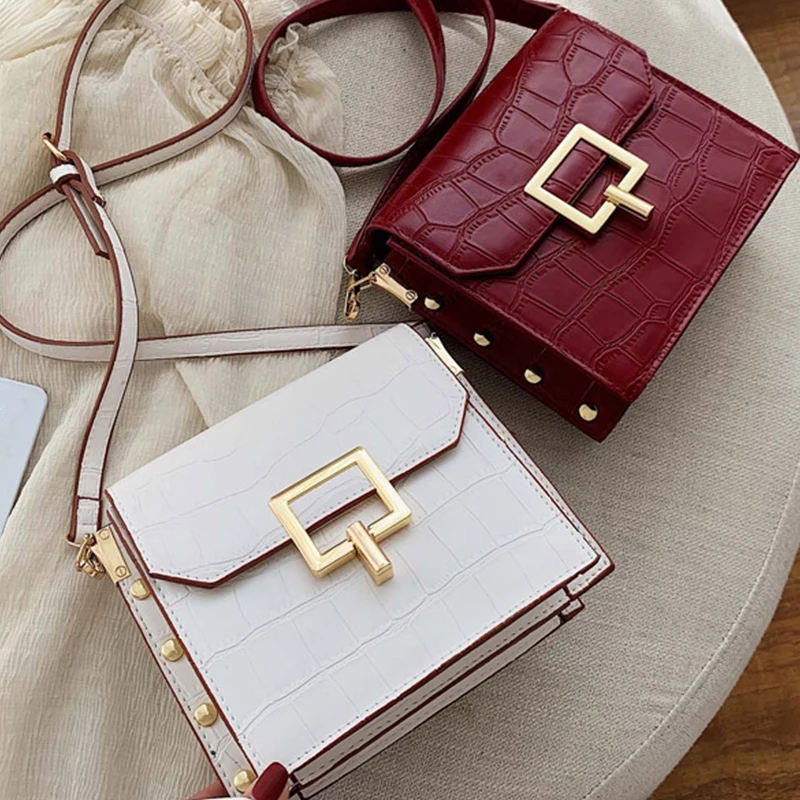 2020 женские сумки через плечо из искусственной кожи с каменным узором сумка