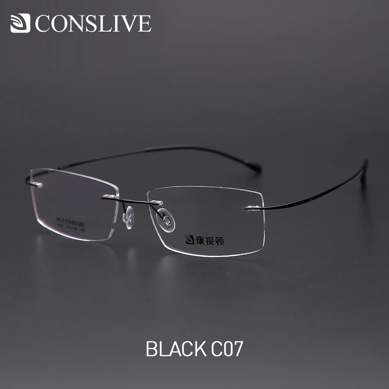 C07 Black Титановый рецепт, оправа для очков для мужчин, без оправы, оптические очки для глаз, оправа для очков(только для близорукости) 5001 - Цвет оправы: C07 Black