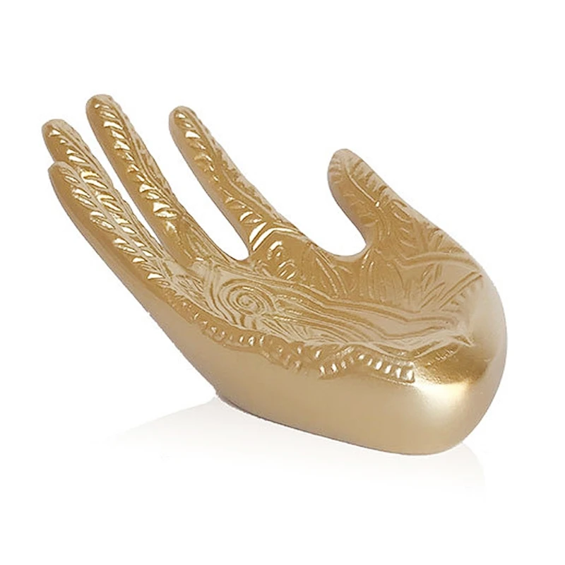 

Golden Buddha Hand Jewelry Dish Trinket Rings Bracelet Necklace Holder Jewelry Ring Trays Buddhism Hand Jewelry Tray